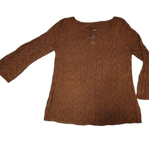 Talbot Piontelle Eyelet Sweater Color Brown, Size M